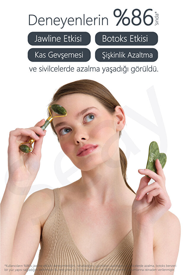 Gua Sha ve Face Roller Yüz Masaj Seti